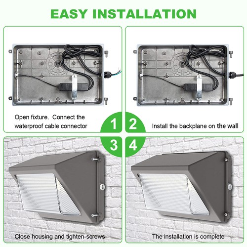 LED Wall Pack Light Outdoor Security Lights 100W 13000LM Dusk to Down Commercial - Picture 6 of 14