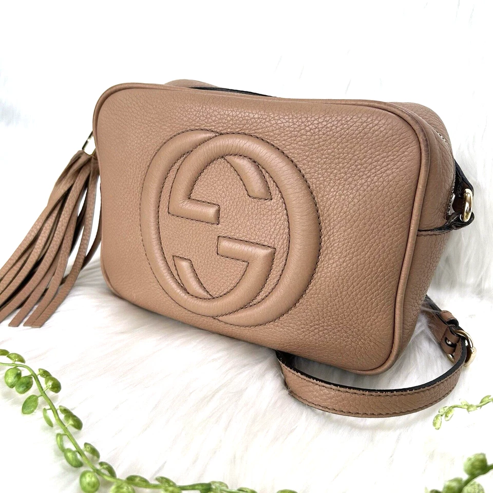 GUCCI SOHO Disco Crossbody Bag Brown Leather Purse w/box - Image 3 of 4