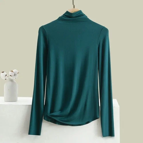 Damen Seide High Neck Top T-Shirt Unterhemd Strick Langarm - Bild 30 von 36