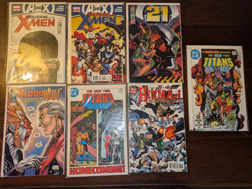Mixed Lot Of 7 Marvel & DC Comics In Sleeves, Teen Titans, X-Men, & More! - Image 2 of 4