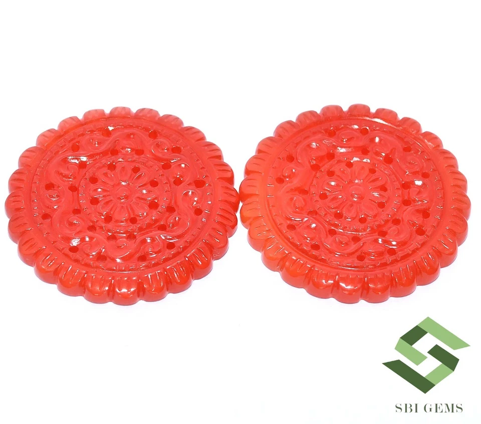 Par de gemas sueltas de calcedonia natural hechas a mano 34x34 mm 69,51 CTS Foto 4 de 4