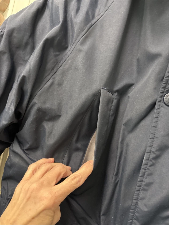 Vtg Eddie Bauer 90s Men’s Goose Down Ridgeline Puffer Jacket Blue Hooded Parka L - Image 4 of 4