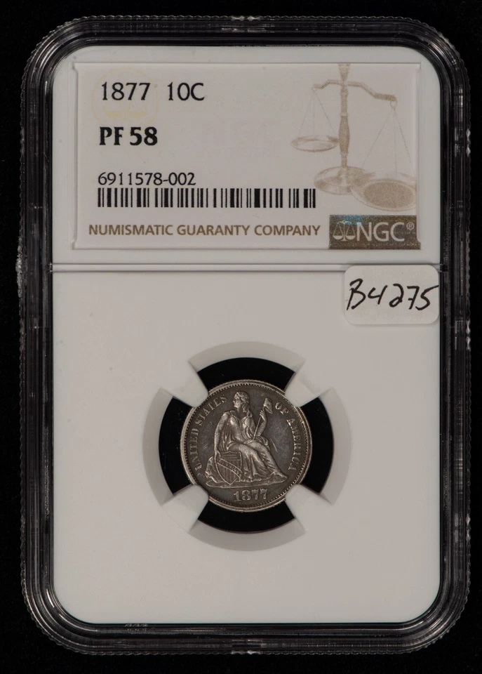 1877 10c Seated Liberty Silver Dime - Proof - Huge DDR - NGC PF 58 - SKU-B4275 - Image 2 of 4