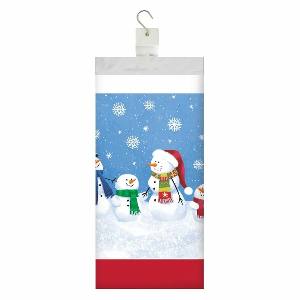 Smiling Snowman Plastic Tablecover 1 Ct 54 x 102 Border Print - Image 3 of 3