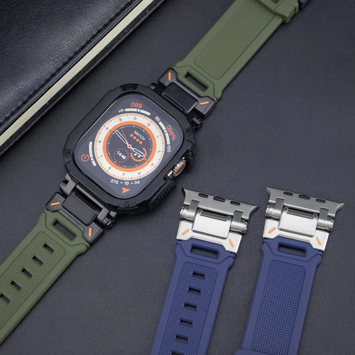 Correa y carcasa de metal + silicona para Apple Watch Ultra2 49 mm 9 8 44/45 mm - Imagen 12 de 32