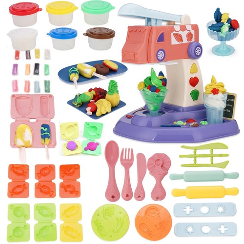 70-teiliges Knete-Set Für Kinder – Mit Eismaschine, Nudelmaschine, Burgermaschine, Spielgeld & 18 Dosen Knete, Ab 3 Jahren