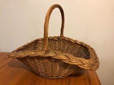 Vtg 40's 50's Natural Flared Wicker Woven EASTER BASKET for Egg Hunt