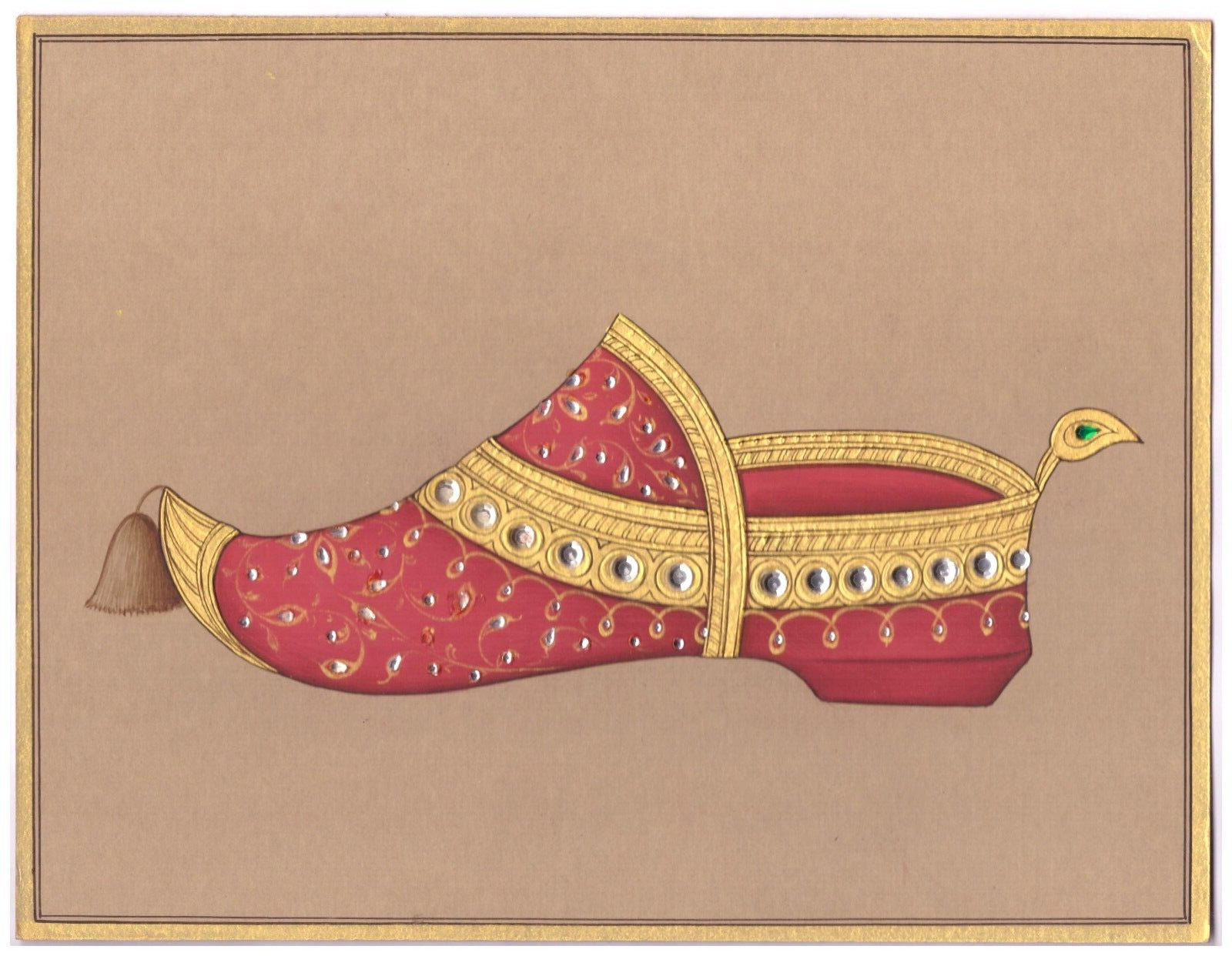 Handmade Indian  Painting By Rajasthani Mojri Painting 9x7 lnches