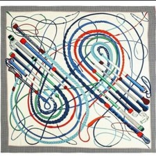 Hermes Whip And Grip Calegian Cashmere 70 Silk 30 Kale 140