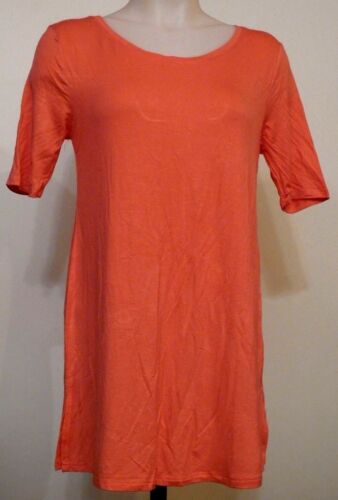 So Perfectly Soft Coral Pink Relaxed Short Elbow Sleeve Tunic Tee Top Pink M Jr - Afbeelding 1 van 2