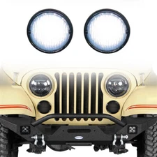 Front Turn Signal Lights Lamps w/White DRL For 1976-1986 Jeep CJ5 CJ7 Scrambler