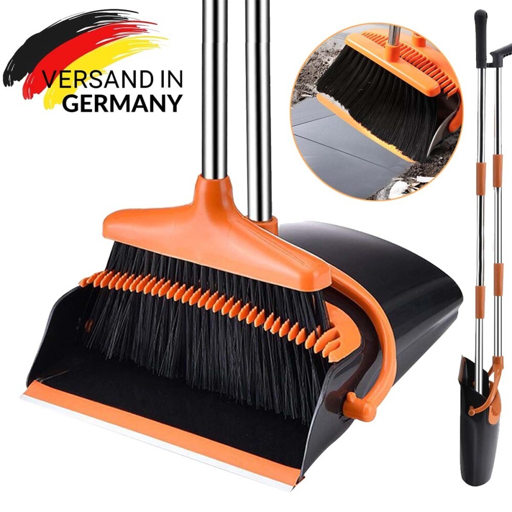 Besen und Kehrschaufel Set, Aufrecht Besen und Schaufel mit 138cm Langem Stiel