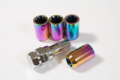 NEO CHROM STAHL Tuner Verriegelung 12x1.5 Radmuttern M12x1.5 Viererset mit Schlüssel