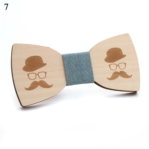 Men's Wooden Bow Tie Wedding Party Wood Bowtie Gift Adjustable Necktie Formal - Picture 52 of 67