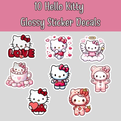Cute Kitty Kawaii, Kitty Cat, Sweet Cute, Hello 10 Glossy Vinyl sticker Decal