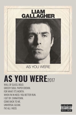 LIAM GALLAGHER. AS YOU WERE. A4 ALBUM & SONGLIST PRINT. . | eBay