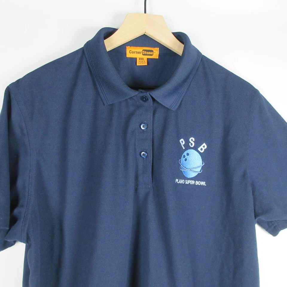Plano Super Bowl Shirt Adult 2XL Blue Employee Work Uniform Short Sleeve Men - Image 3 of 4