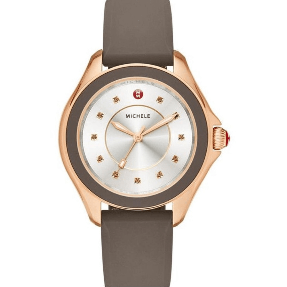 Michele Rose Gold Cape Watch with White Silicone Band Michele Cape 288371 Women main image 2