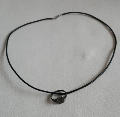 Initial D Ring hanging On Thin, leather necklace Siz Ring 20