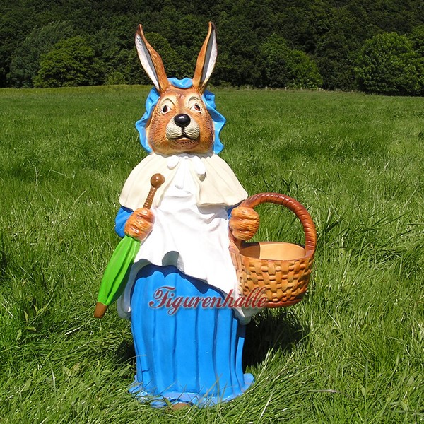 Osterhase OsterhäSin Figur Statue Skulptur AußEndekoration Eier Korb Hase Kleid-image