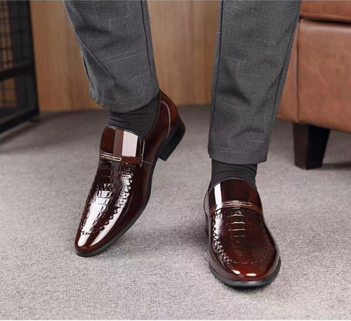 Men Slip On Leather Flat Formal Pointed Toe Business Oxfords Dress Fashion Shoes - Imagen 4 de 18
