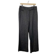 Classiques entier grey speckled wool silk blend wide leg workwear pants 12