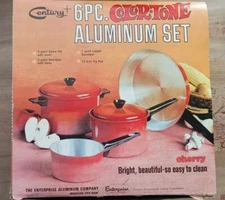 IOB, Vintage, Century 6pc. Colortone Aluminum Set, Cherry