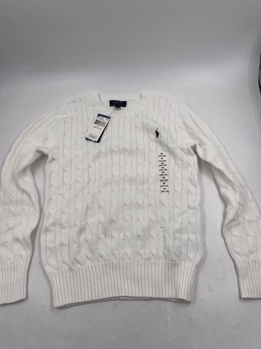 RALPH LAUREN WHITE CABLE KNIT SWEATER 