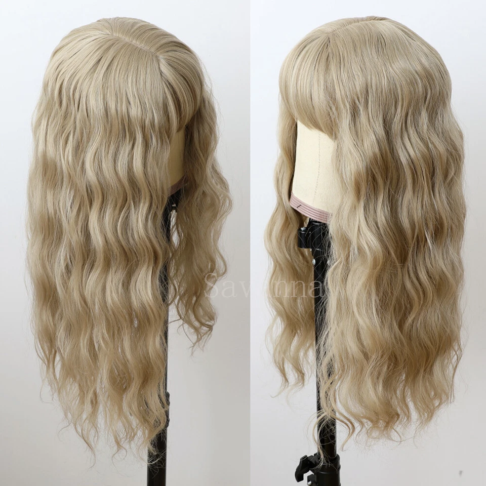 Loose Wavy Synthetic No Lace Wigs #22 Natural Full Bangs Women Cosplay Wig Party - Image 3 of 4