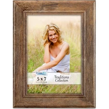 Icona Bay - 5x7 Chestnut Brown Picture Frame - Rustic Wood Pattern - Lightly ...