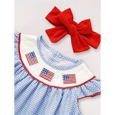 Baby Girls Toddler 4th July Outfit USA Flag dress Red White Blue outfit Summer