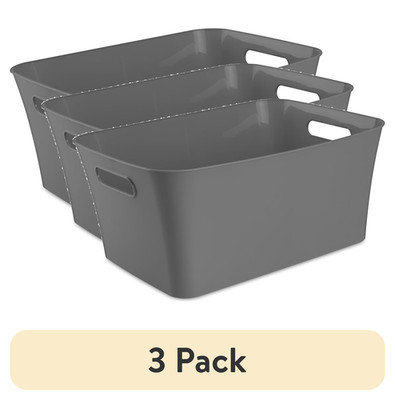 (3 Pack)  Large Bin, Open Plastic Storage Containers, Versatile Stylish Organize