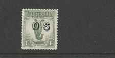 STAMPS  AUST  PREDECIMAL  1932  1/-  LYRE  OPTD O S  MIN T NO GUM