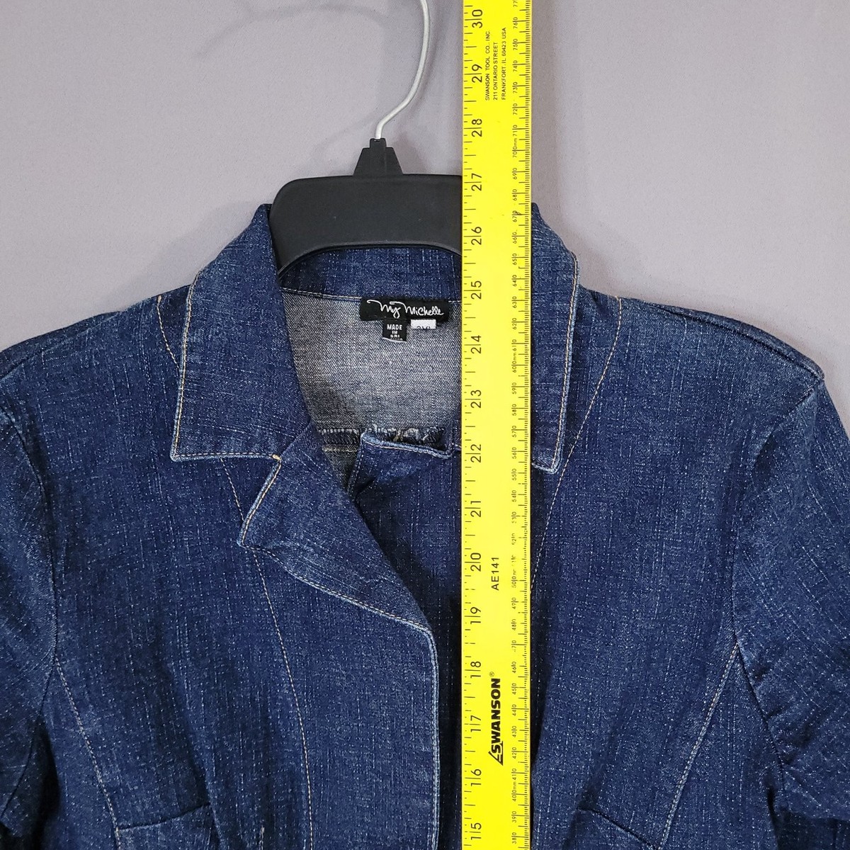 My Michelle Women's Blue Denim Jacket 5/6 Stretch Blazer Style | eBay