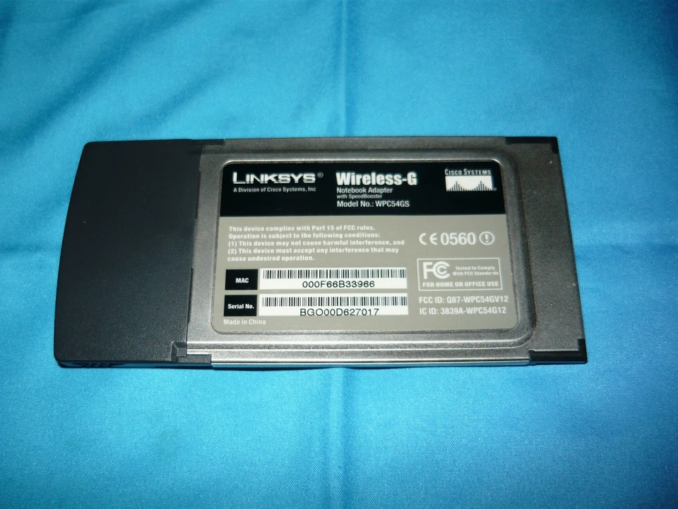Linksys WPC54GS Inalámbrico-G Notebook Adaptador Velocidad Booster CardBus 2.4GHz 802.11g Foto 2 de 2