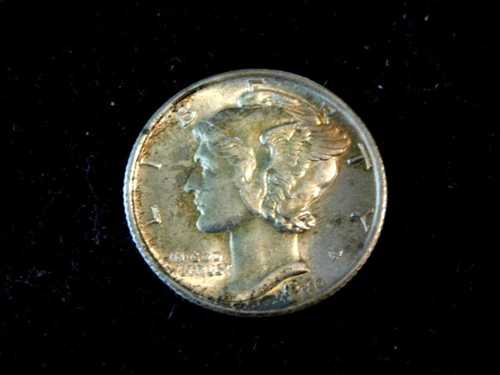US 1940-S MERCURY DIME CHOICE BU TONED