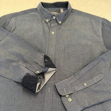 Van Heusen Mens Dress Shirt L/S XL Button Down Dark Blue