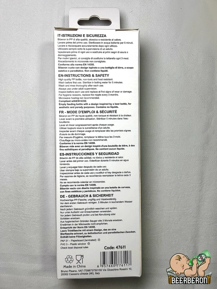 Beerberon® Biberon 330ml Anti-Colica BPA-Free | Design Birra | Idea Regalo - Immagine 4 di 4