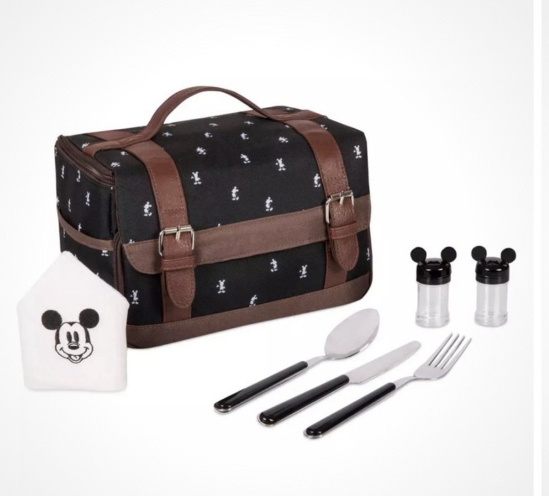 Disney Mickey Mouse Picnic Lunch Box Tote Bag with Utensils, Shakers, and Napkin
