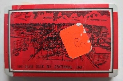 Vtg Silver Creek NY 1848-1948 Playing Cards Centennial Red Black SEALED NEW NOS 