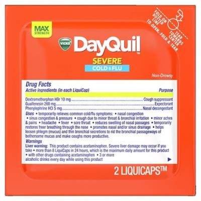 32x Vicks DayQuil Severe Cold & Flu Liquicaps Relief Medicine Pack Sealed New 2c