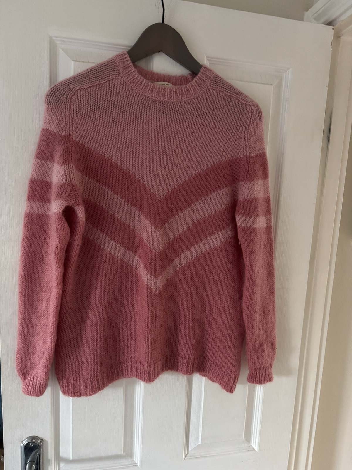 Sezane Joy Pink Chevron Jumper, Size S, RRP £115 image 2