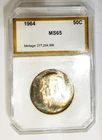 1964 MS 65 Silver  Kennedy Half Dollar Nice Rainbow Toned Old PCI Holder
