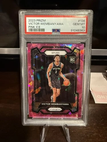 VICTOR WEMBANYAMA PSA 10 2023-24 Panini Prizm #136 Rookie Pink Cracked Ice RC