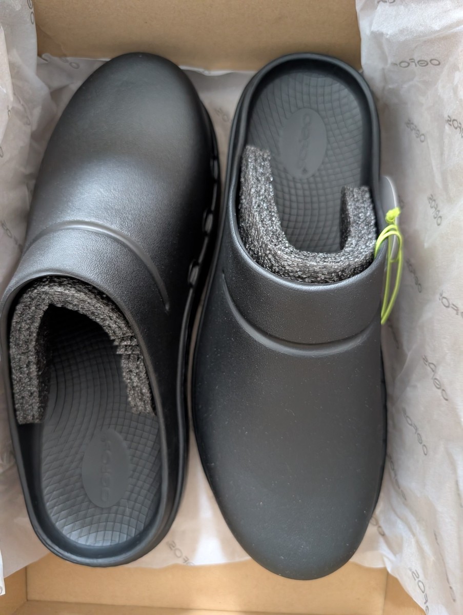 OOFOS OOcloog Unisex Black Slip On Clog Shoes Rubber Upper  display picture 1