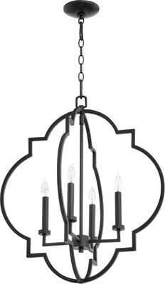 Quorum Dublin 4-Light Quatrefoil 22'' Foyer Light in Noir