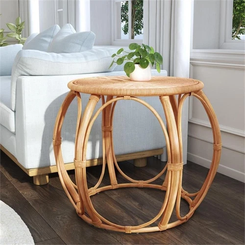 Butler Specialty Company Savannah Woven Rattan Round End Table - Natural - Picture 2 of 9