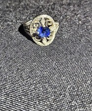 Art Deco Platinum Oval Sapphire and Diamond Halo Statement Ring lab grown