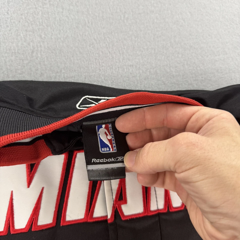 迈阿密热火夹克青少年中号黑色 NBA 篮球全拉链 Snap Reebok 缺陷 — 第 4/4 张图片