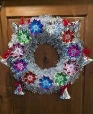 Mr. Christmas 16" Silver Custom Tinsel Wreath Retro Decor Viral TikTok w/ MUSIC